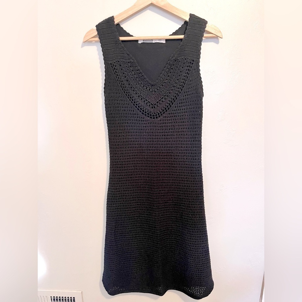 Athleta Kira Crochet Midi Tank Dress Black 100% Cotton Lined Beach Boho